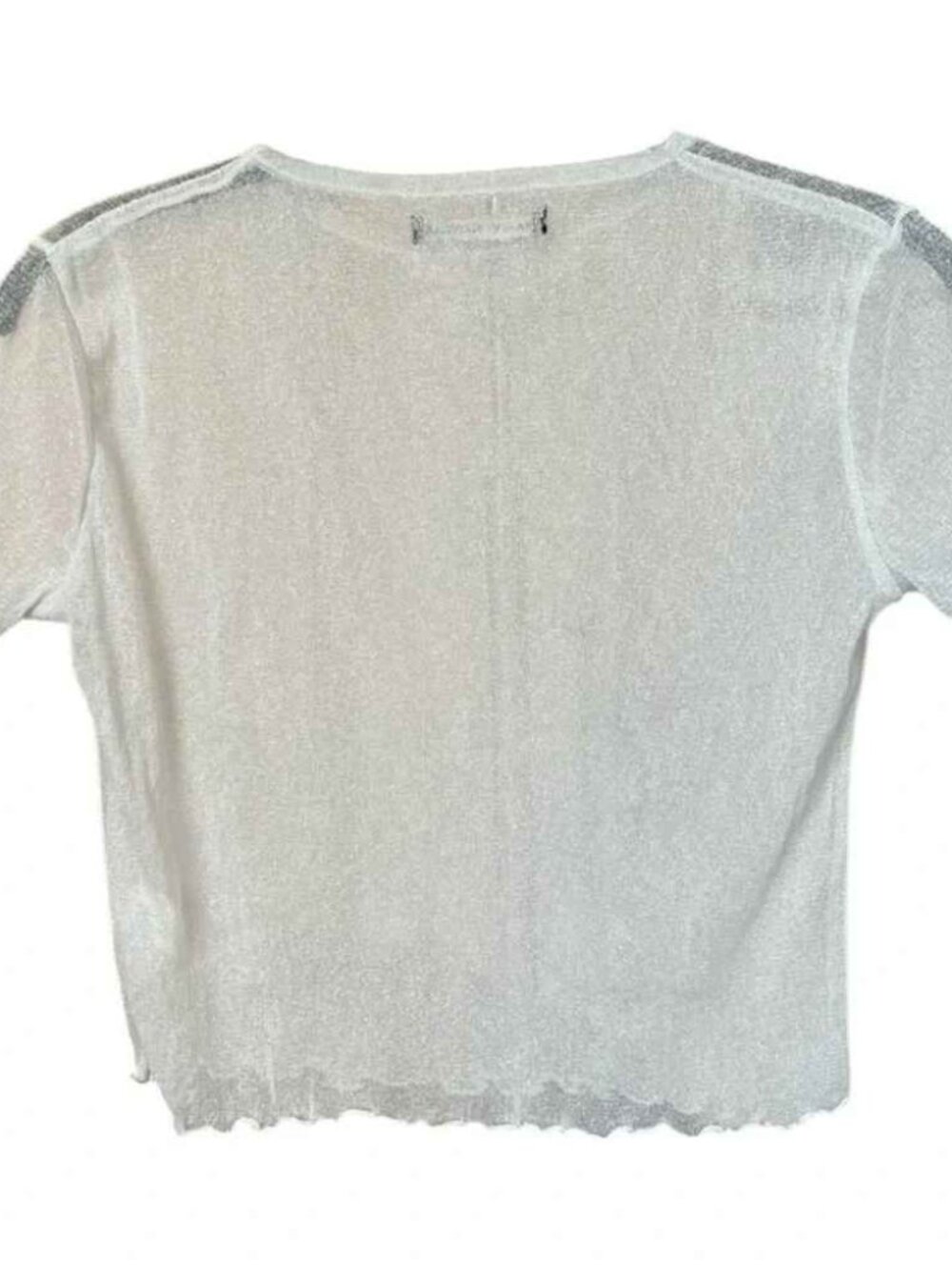 Brandy Melville Sheer White Short Sleeve Crop Top